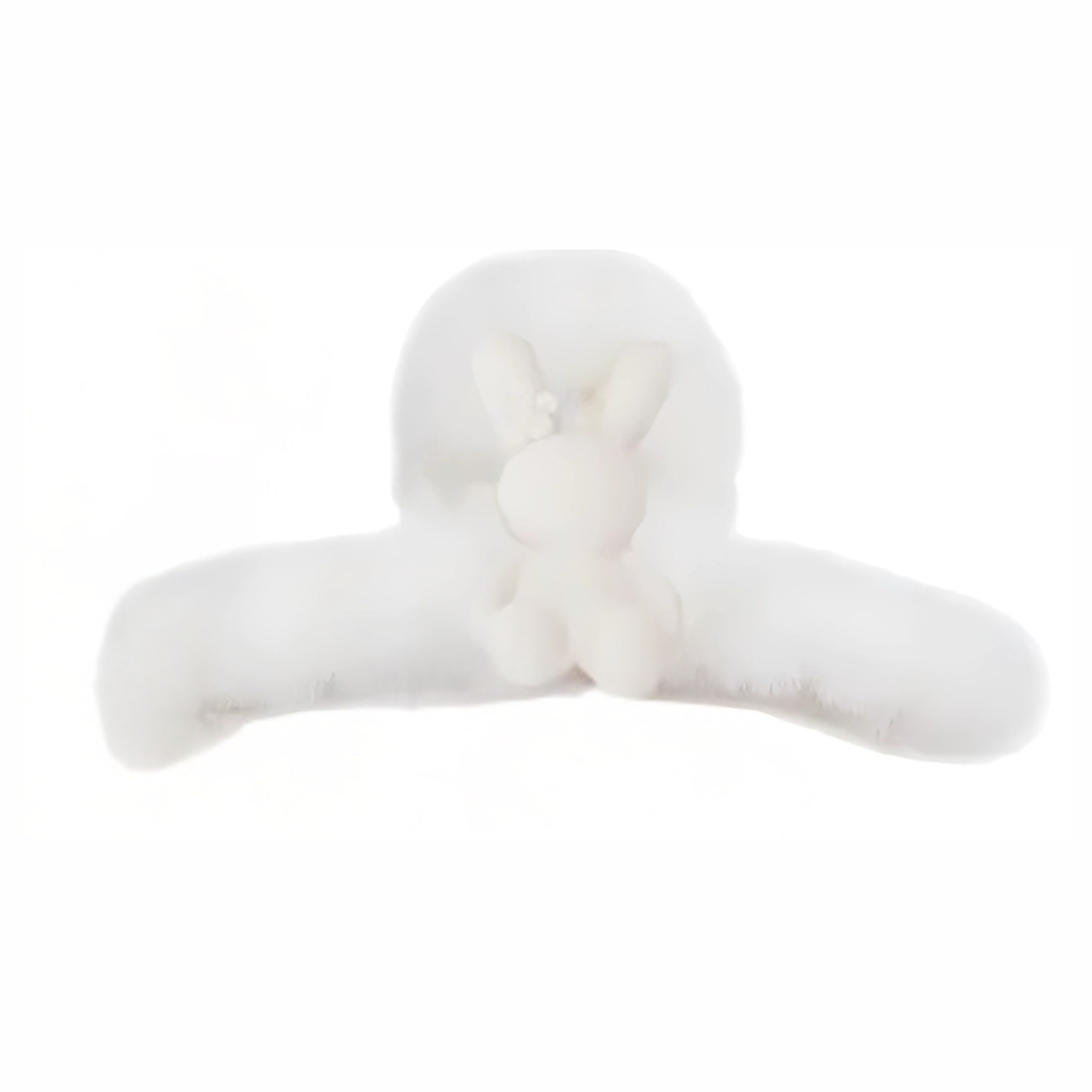 Faux Fur Bunny Hair Claw | White