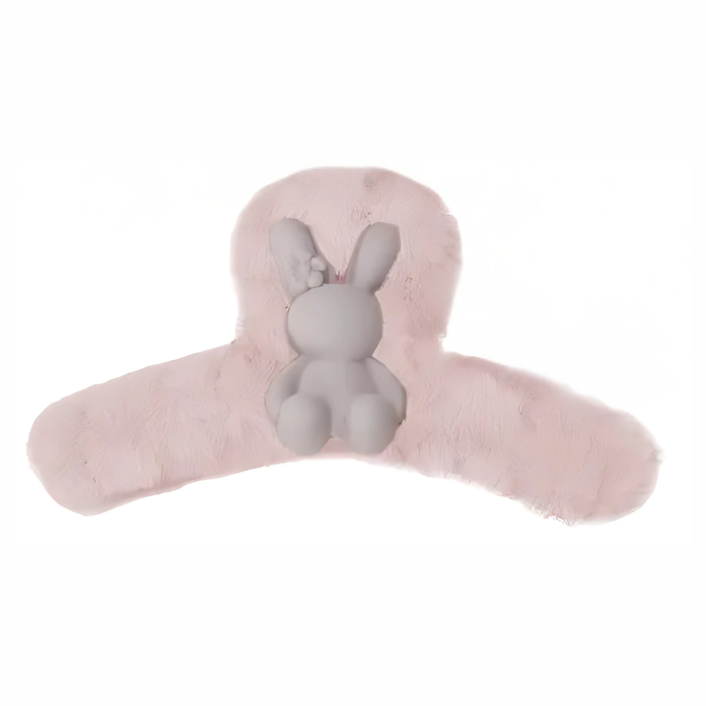 Faux Fur Bunny Hair Claw | Pastel Mauve Pink
