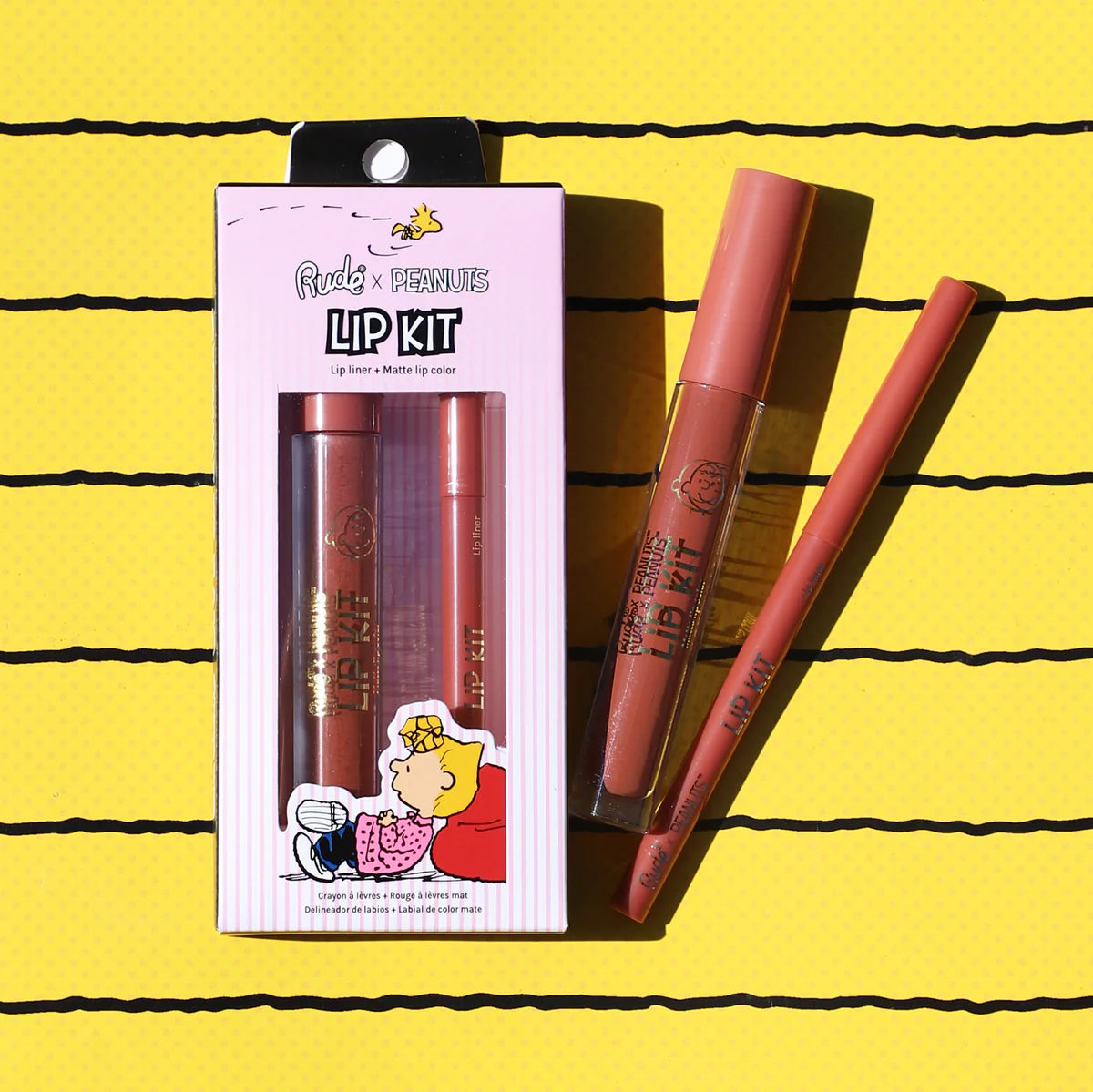 RUDE Peanuts Lip Kit - Lip Liner + Matte Lip Color - Nose Kiss