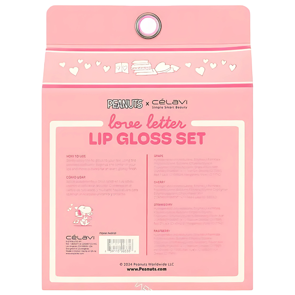 CÉLAVI Peanuts 4pc Love Letters Lip Gloss Set — 4 Full Sized