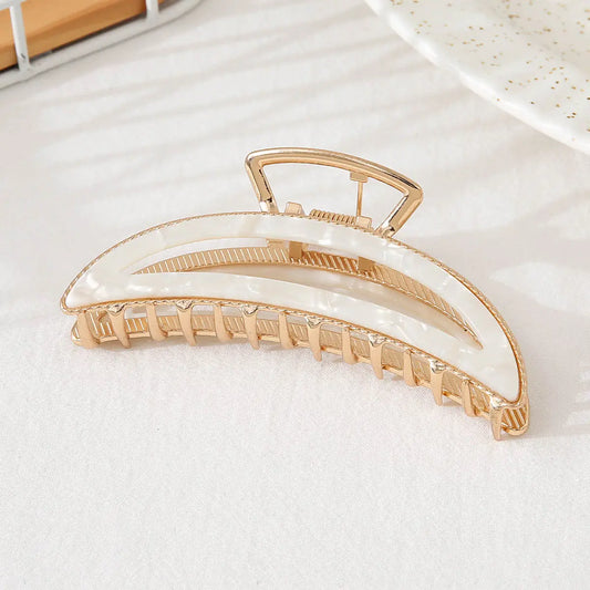 Marble Metal Hair Claw | White Opal