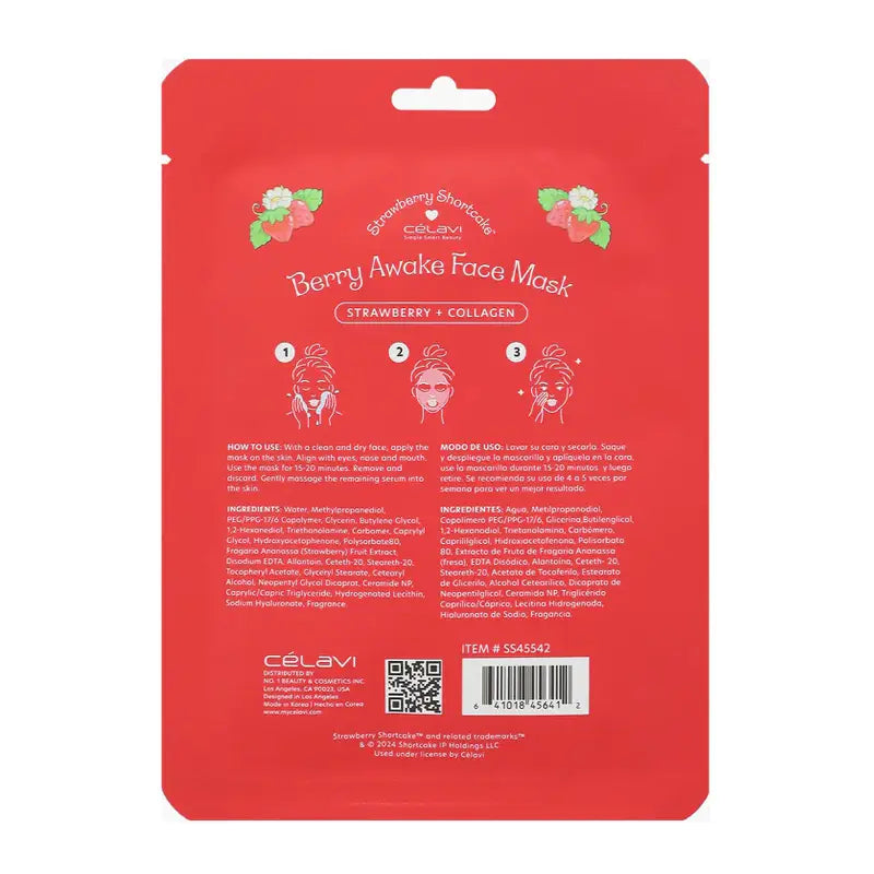 Celavi Strawberry Shortcake Berry Awake Face Mask
