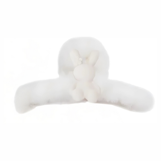 Faux Fur Bunny Hair Claw | White