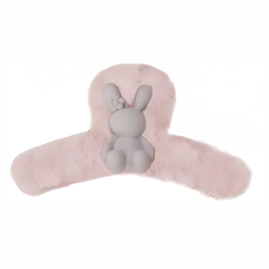 Faux Fur Bunny Hair Claw | Pastel Mauve Pink