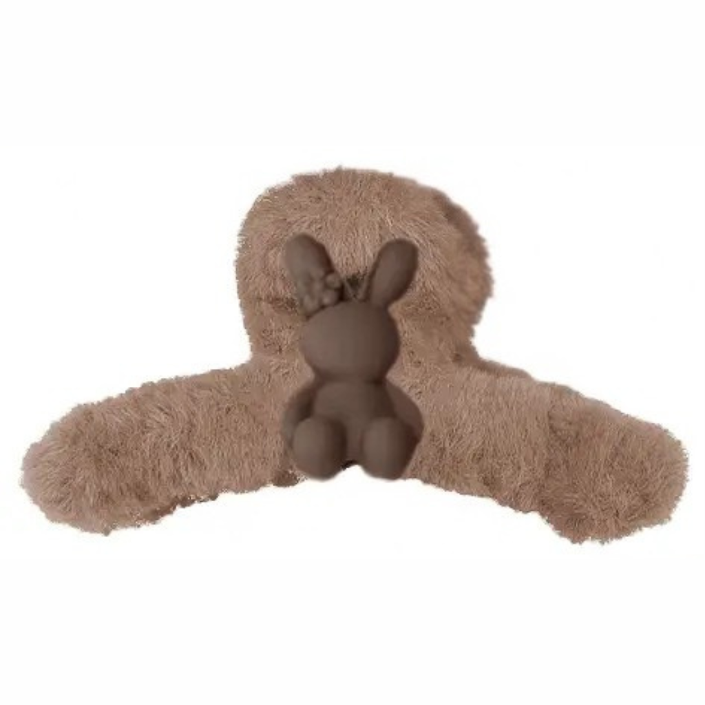 Faux Fur Bunny Hair Claw | Mocha Brown