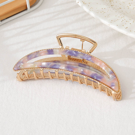 Marble Metal Hair Claw | Amethyst & Rose Quarts