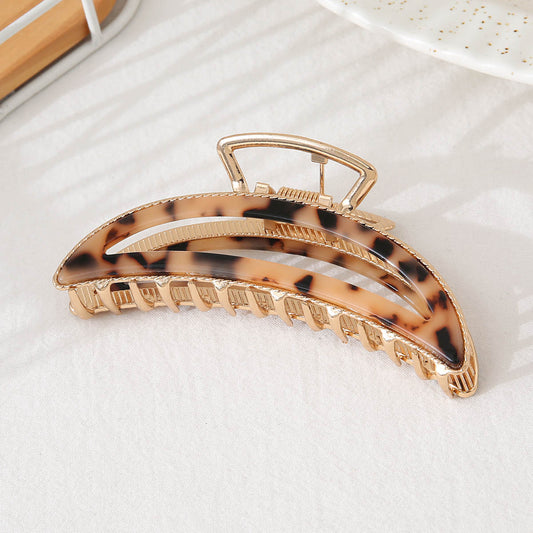 Marble Metal Hair Claw | Tiger Eye Gem